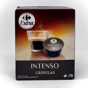 Café Cápsulas Intenso Carrefour Extra Compatible con Dolce Gusto 16 Unidades de 7 G.