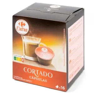 Café Cortado en Cápsulas Carrefour Compatible con Dolce Gusto 16 Unidades de 5,8 G.
