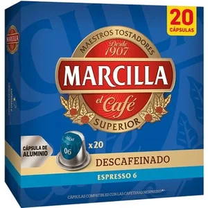 Café Descafeinado Espresso Intensidad 6 Compatibles con Máquinas Nespresso Marcilla 0.1 KG