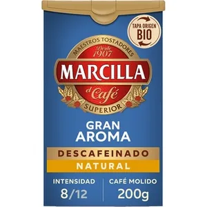 Café Descafeinado Molido Natural Intensidad 8  Marcilla 200 G