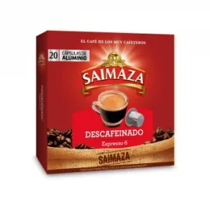 Café Descafeinado en Cápsulas Saimaza Compatible con Nespresso 20 Unidades de 5,2 G.