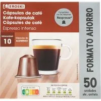 Café Espresso Extra Intenso Comp. Nespresso Eroski, Caja 50 Uds