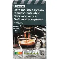 Café Molido Expreso Mezcla Eroski, Paquete 250 G