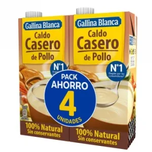 Caldo Casero de Pollo Gallina Blanca sin Gluten Pack de 4 Brik de 1 L.