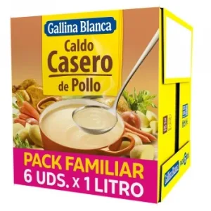 Caldo Casero de Pollo Gallina Blanca sin Gluten Pack de 6 Unidades de 1 L.