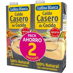 Caldo de Cocido Casero 100% Natural sin Gluten Pack 2 Gallina Blanca
