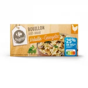 Caldo de Pollo bajo en Sal Original Carrefour 12 Pastillas