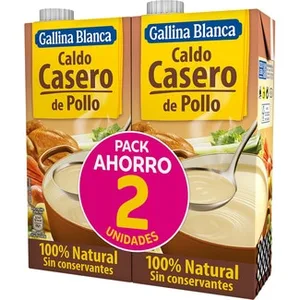 Caldo de Pollo Casero 100% Natural sin Gluten Pack 2  Gallina Blanca 1 L