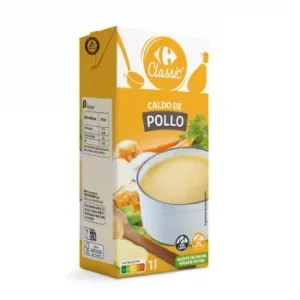 Caldo de Pollo Classic Carrefour sin Gluten Brik 1 L.