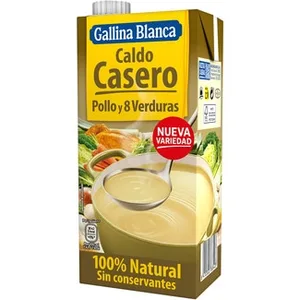 Caldo de Pollo y 8 Verduras Casero 100% Natural sin Gluten  Gallina Blanca 1 L