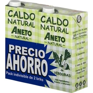 Caldo de Verduras 100% Natural sin Gluten y sin Lactosa Pack 2 Aneto