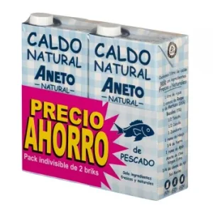 Caldo Natural de Pescado Aneto sin Gluten y sin Lactosa Pack de 2 Briks de 1 L.