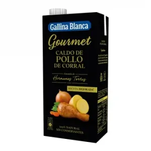 Caldo Natural de Pollo de Corral Gourmet Gallina Blanca sin Gluten Brik 1 L.
