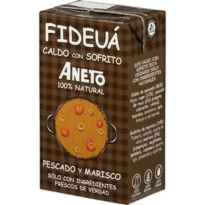Caldo para  Fideuá de Pescado y Marisco con Sofrito 100% Natural  Aneto 1 L