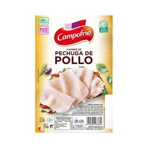 Campofrío Fiambre de Pechuga de Pollo Extra-jugosa, Cortada en Lonchas Campofrío 75g. 75 G