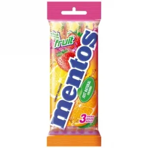 Caramelo Masticable con Sabor a Frutas Mentos Pack de 3 Unidades de 38 G.