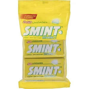 Caramelos Duros sin Gluten y sin Azúcar Sabor Limón con Vitamina C Pack 2 Formato Ahorro Pack 2x 50 Unidades Smint 35 G