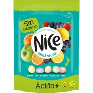 Caramelos Masticables Sabores Ácidos Ecológicos Nice sin Gluten Doy Pack 100 G.