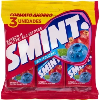 Caramelos Sabor Frutas Silvestres Smint sin Gluten y sin Azúcar Pack de 3 Paquetes de 8 G.