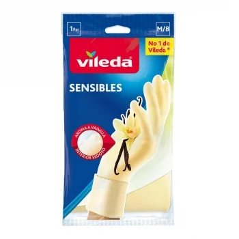 Guantes Satinados de Látex Talla M Vileda Sensibles - Beige