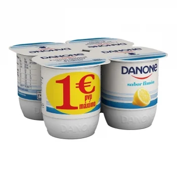 Yogur Sabor Limón Danone sin Gluten Pack de 4 Unidades de 120 G.