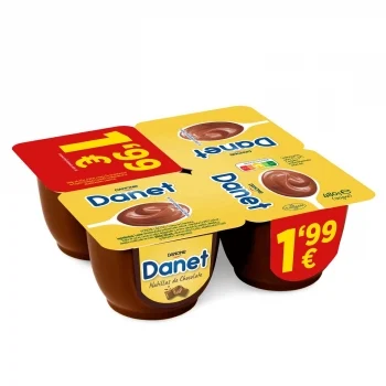 Natillas de Chocolate Danone Danet sin Gluten Pack de 4 Unidades de 120 G.