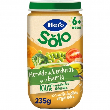 Tarrito de Hervido de Verduras de la Huerta desde 6 Meses Hero Solo sin Gluten 235 G.