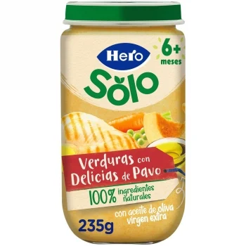 Tarrito de Verduritas con Delicias de Pavo desde 6 Meses Hero Solo sin Gluten 235 G.