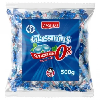 Caramelos Sabor Mentolado Glassmins Virginias sin Gluten y sin Azúcar 500 G.