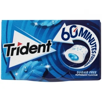 Chicle Sabor Menta Trident 60 Minutos sin Azúcar Pack de 3 Unidades de 22 G.