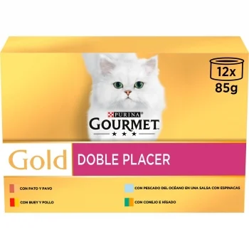 Comida Húmeda Surtido de Carnes para Gato Adulto Purina Gourmet Gold Doble Placer 12x85 G