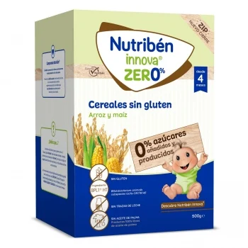 Papilla Infantil desde 4 Meses Cereales Nutribén Innova Zero% sin Gluten 500 G.