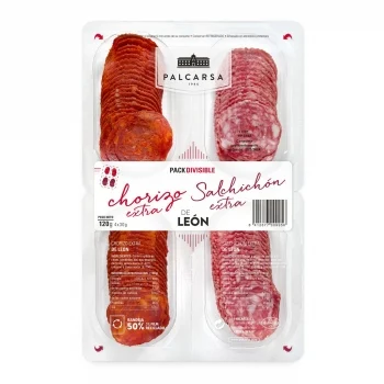 Chorizo Extra y Salchichón Extra de León en Lonchas Palcarsa Pack de 4 Unidades de 30 G