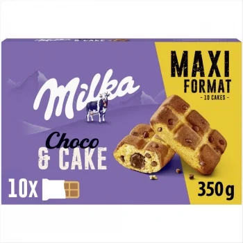 Bizcocho con Pepitas de Chocolate con Leche y Relleno de Chocolate Milka 350 G.