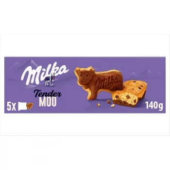 Bizcocho con Pepitas de Chocolate con Leche y con una Capa de Bizcocho con Cacao Tender Moo Milka 140 G