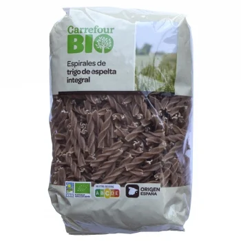 Pasta Espirales Integrales de Trigo de Espelta Ecológica Carrefour Bio 400 G.