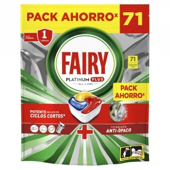 Lavavajillas a Máquina Platinum Plus Pastillas Todo en Uno Fairy 71 Ud.