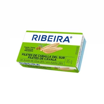 Filetes de Caballa del Sur en Aceite de Oliva 28% Ribeira sin Gluten 60 G.
