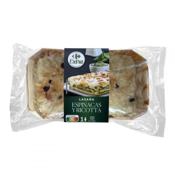 Lasaña de Espinacas y Ricotta Carrefour Extra 350 G.