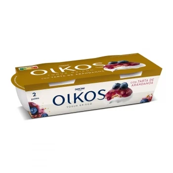 Yogur Griego con Tarta de Arándanos Danone Oikos Pack de 2 Unidades de 110 G.
