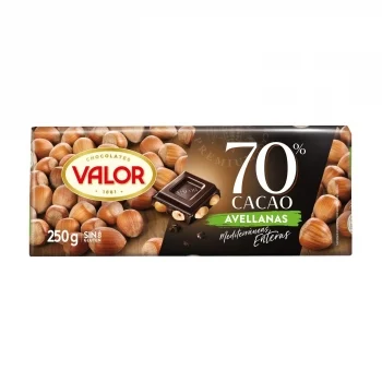 Chocolate Negro 70% con Avellanas Valor sin Gluten 250 G.
