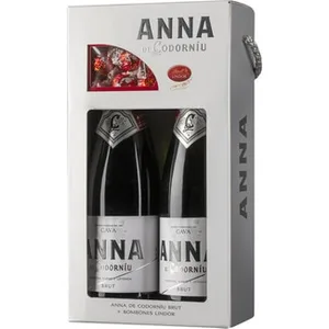 Cava Brut Estuche 2 con Regalo de Bombones Lindt Lindor Anna Codorniu