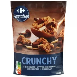 Cereales Crunchy 3 Chocolates Carrefour 500 G.