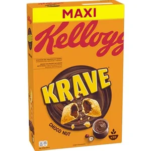 Cereales de Desayuno Rellenos de Crema de Cacao y Avellanas  Kellogg's Krave 600 G