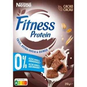 Cereales Integrales de Trigo, Avena y Quinoa con Cacao Fitness Proteína Nestlé sin Azúcar Añadido 310 G.