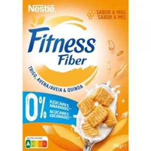 Cereales Integrales de Trigo, Avena y Quinoa Sabor Miel Fitness Fibra Nestlé sin Azúcar Añadido 310 G.