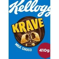 Cereales Rellenos de Choco Leche Kellogg`s Krave, Caja 410 G