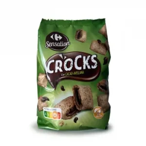 Cereales Rellenos de Cacao y Avellanas Carrefour sin Gluten 400 G.