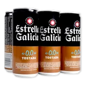 Cerveza 0.0% Tostada Estrella Galicia Paq. de 6 Latas