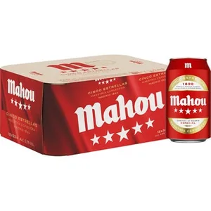 Cerveza Rubia Especial Pack 12  Mahou 5 Estrellas 33 CL